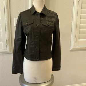 WHBM khaki leather jacket (not real) fantastic piece
